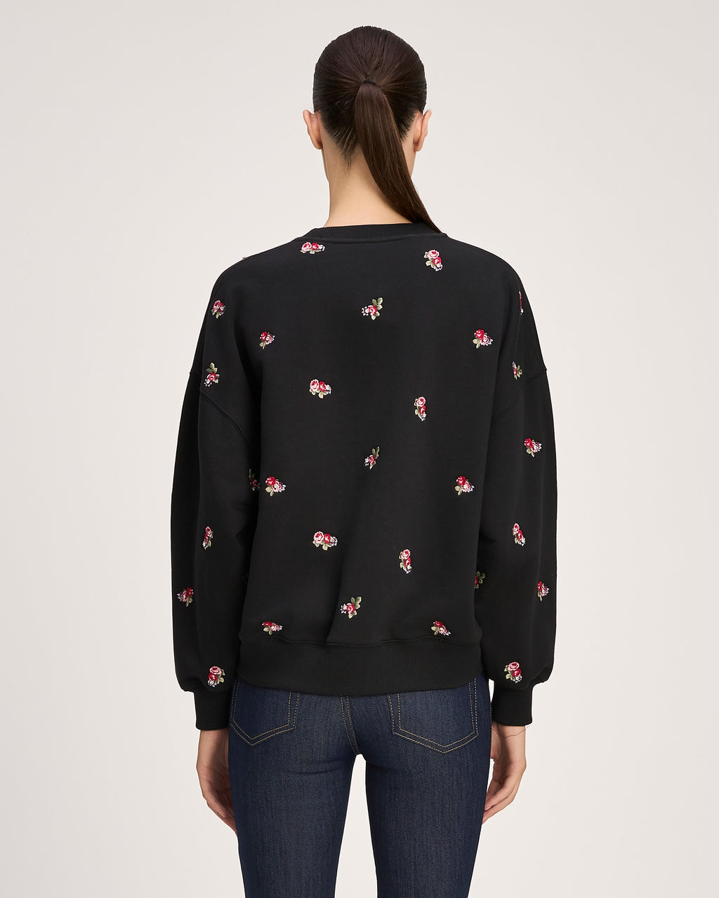 Tossed Roses Embroidered Brandy Pullover