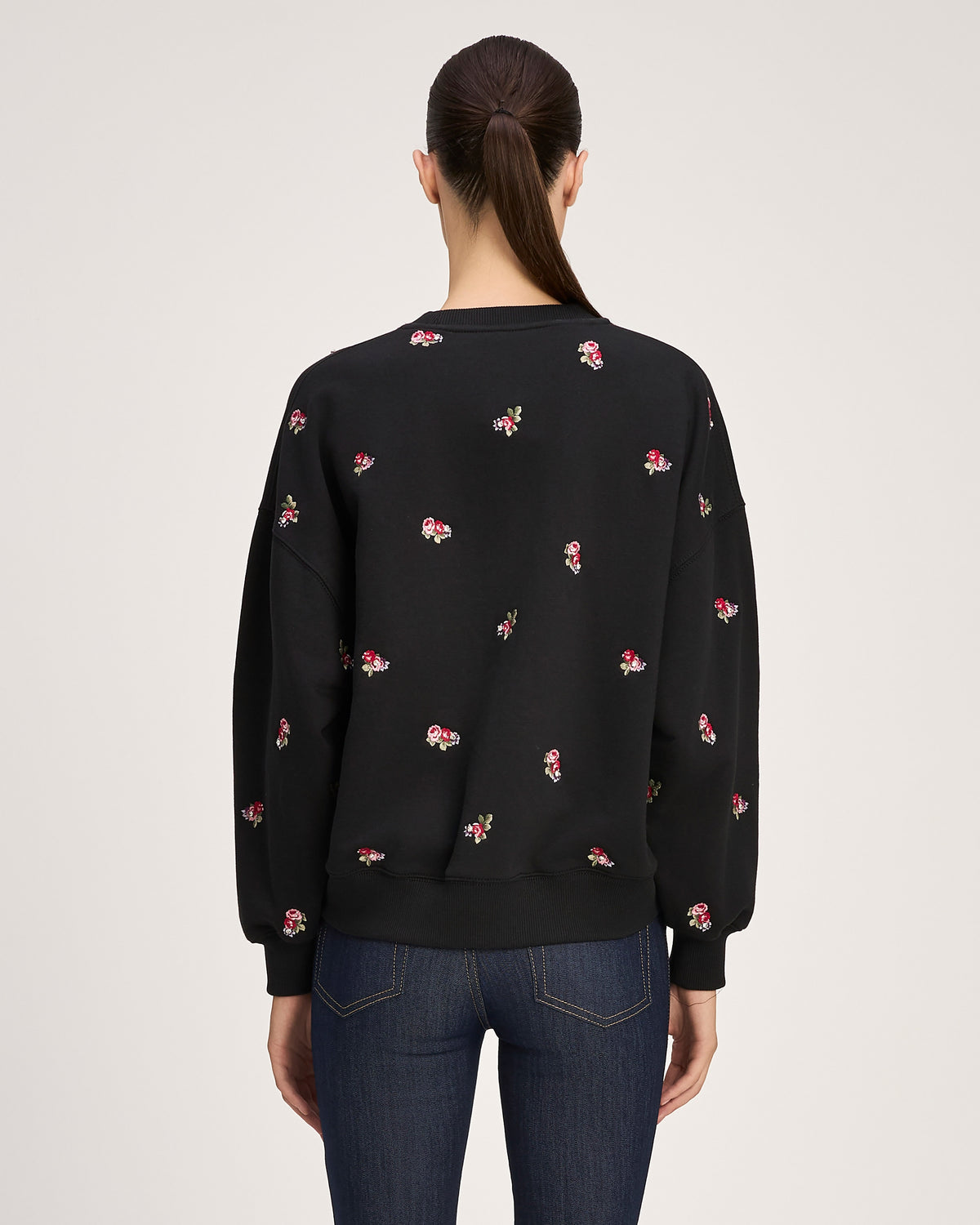 Tossed Roses Embroidered Brandy Pullover