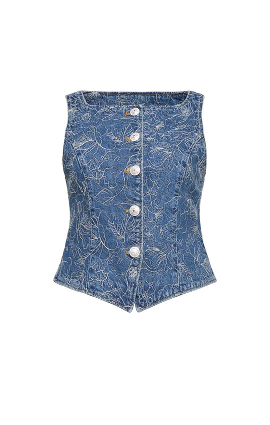 Garden Doodle Camen Jean Vest