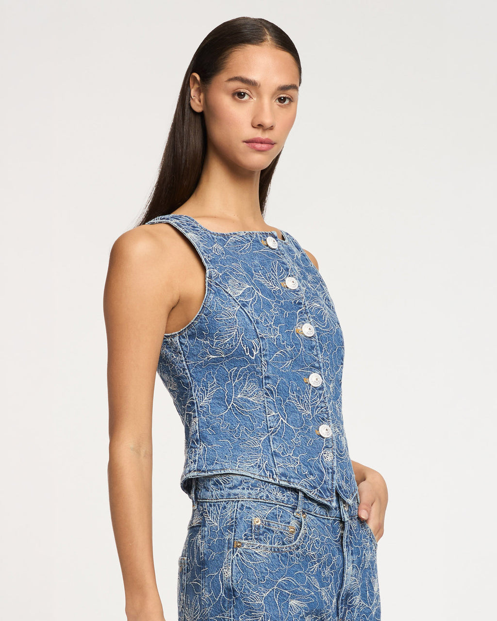 Garden Doodle Camen Jean Vest
