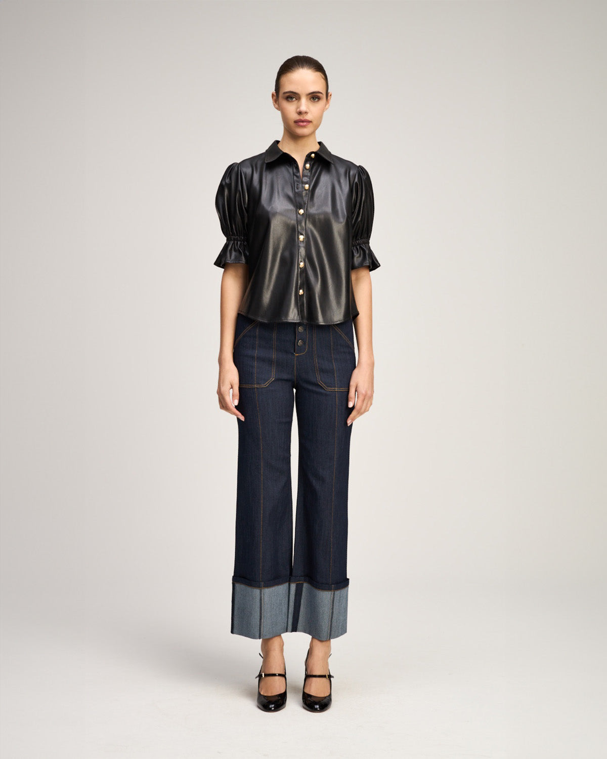 Lite Vegan Leather Fiona Top