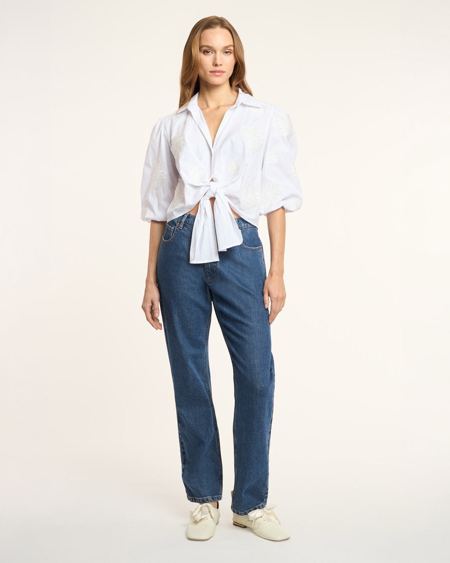 Three Quarter Sleeve Embroidered Marianna Top – Cinq à Sept
