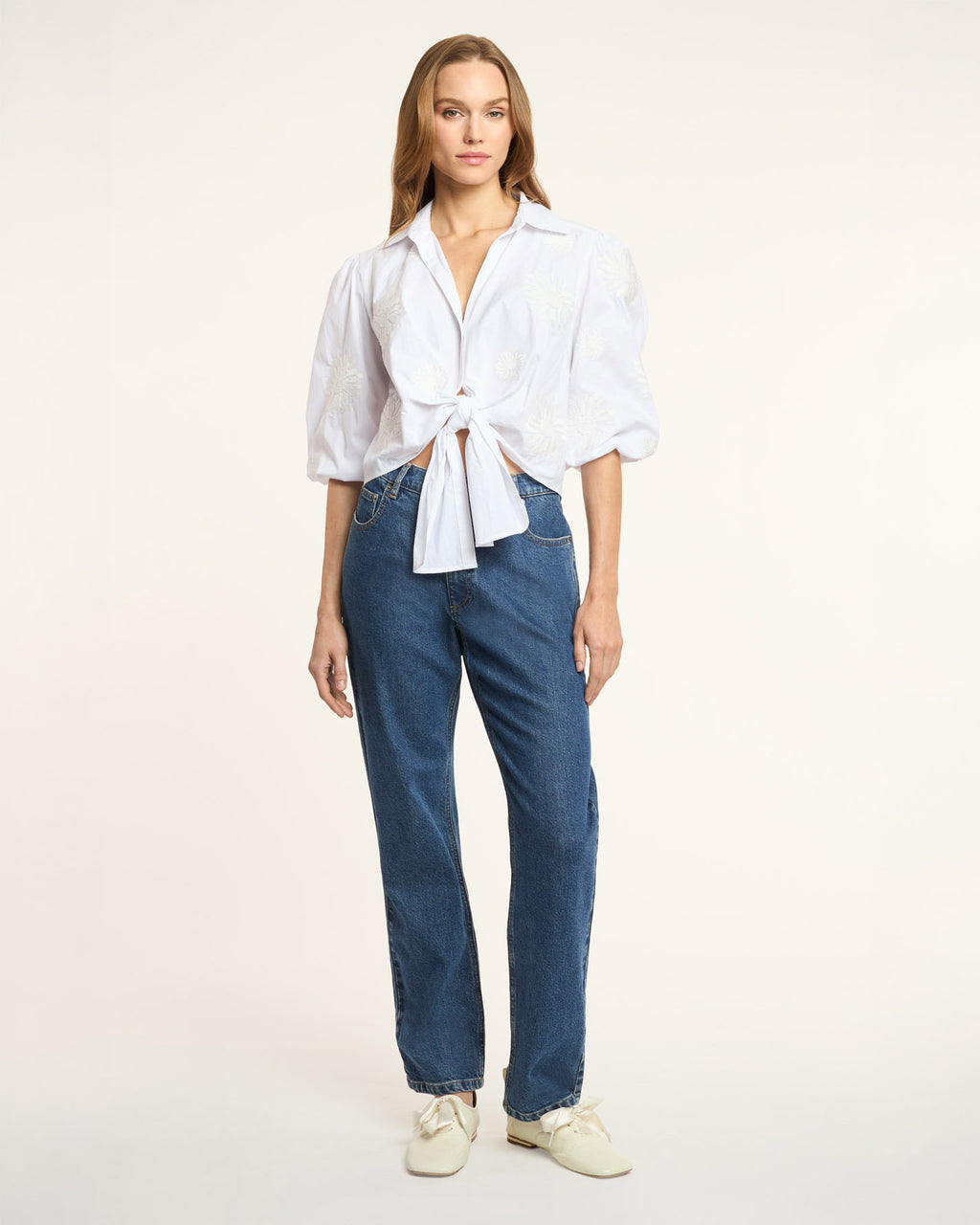 Three Quarter Sleeve Embroidered Marianna Top