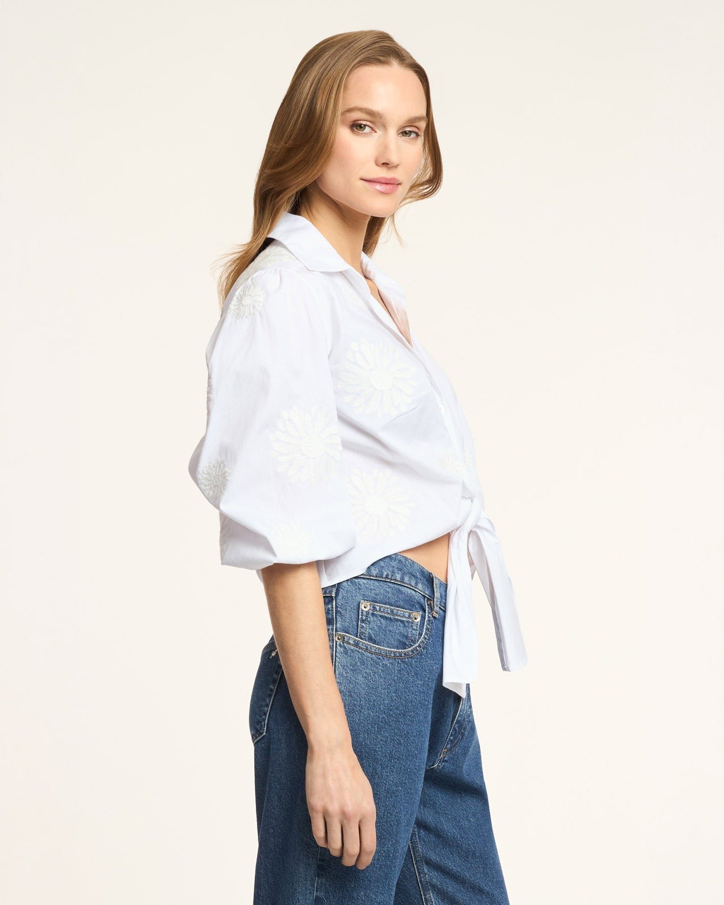 Three Quarter Sleeve Embroidered Marianna Top – Cinq à Sept
