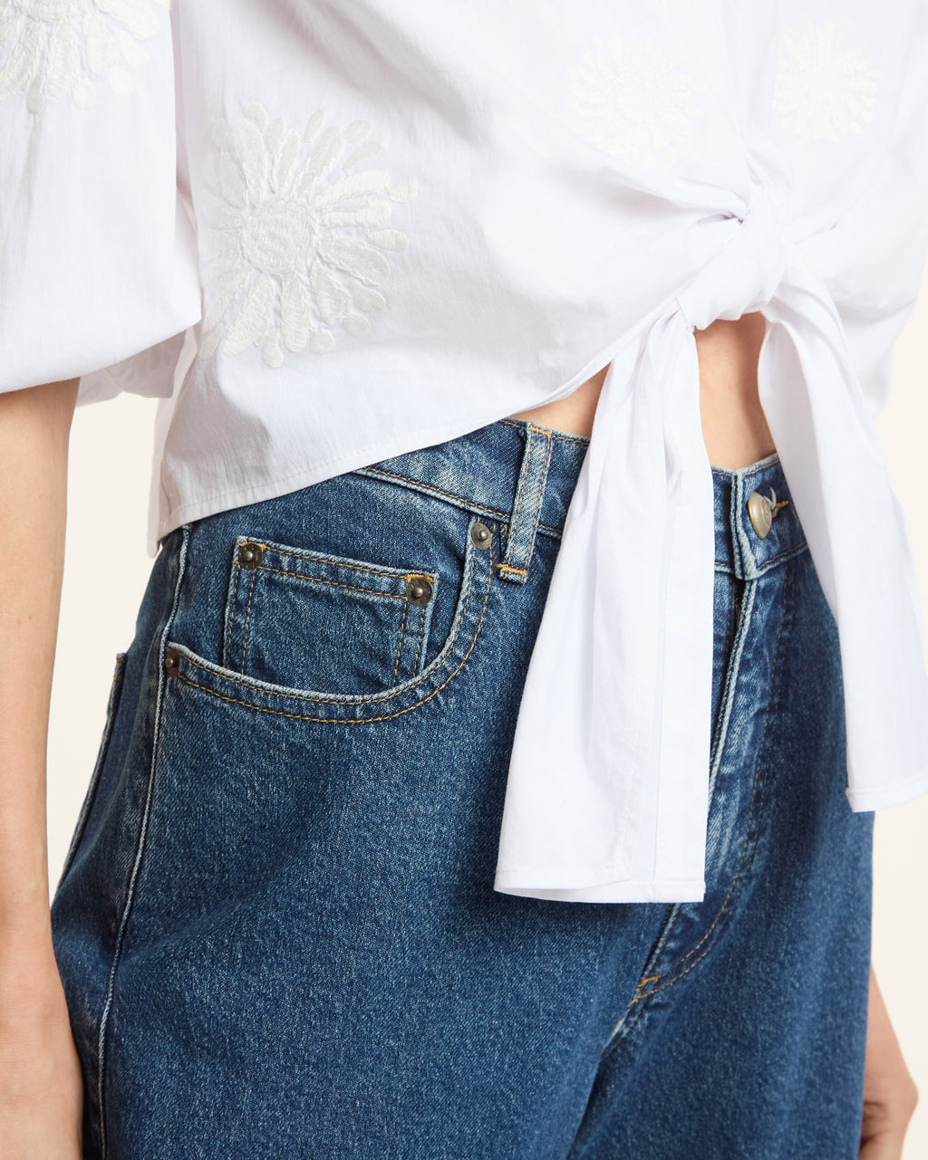 Three Quarter Sleeve Embroidered Marianna Top