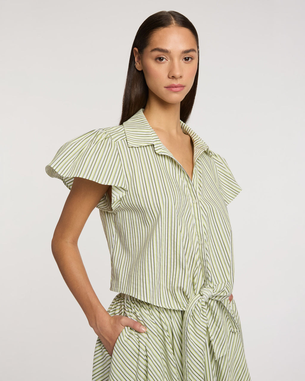 Sophie Stripe Flutter Sleeve Marianna Top