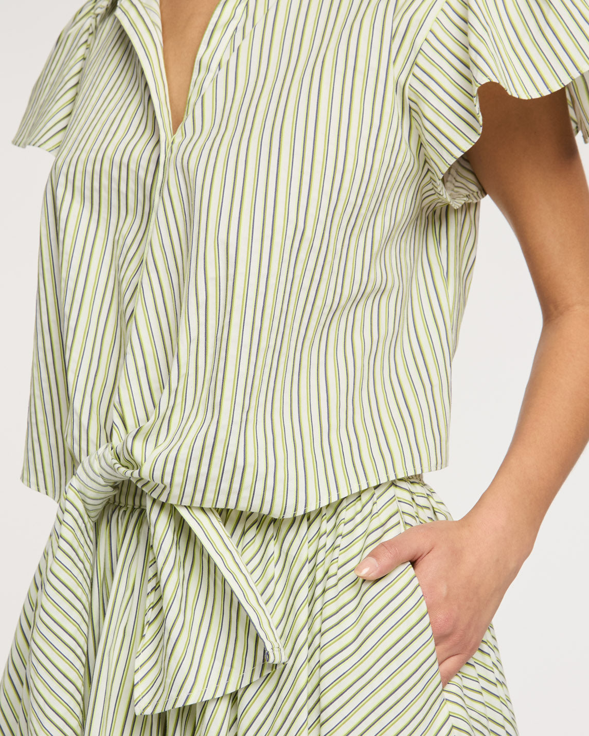 Sophie Stripe Flutter Sleeve Marianna Top