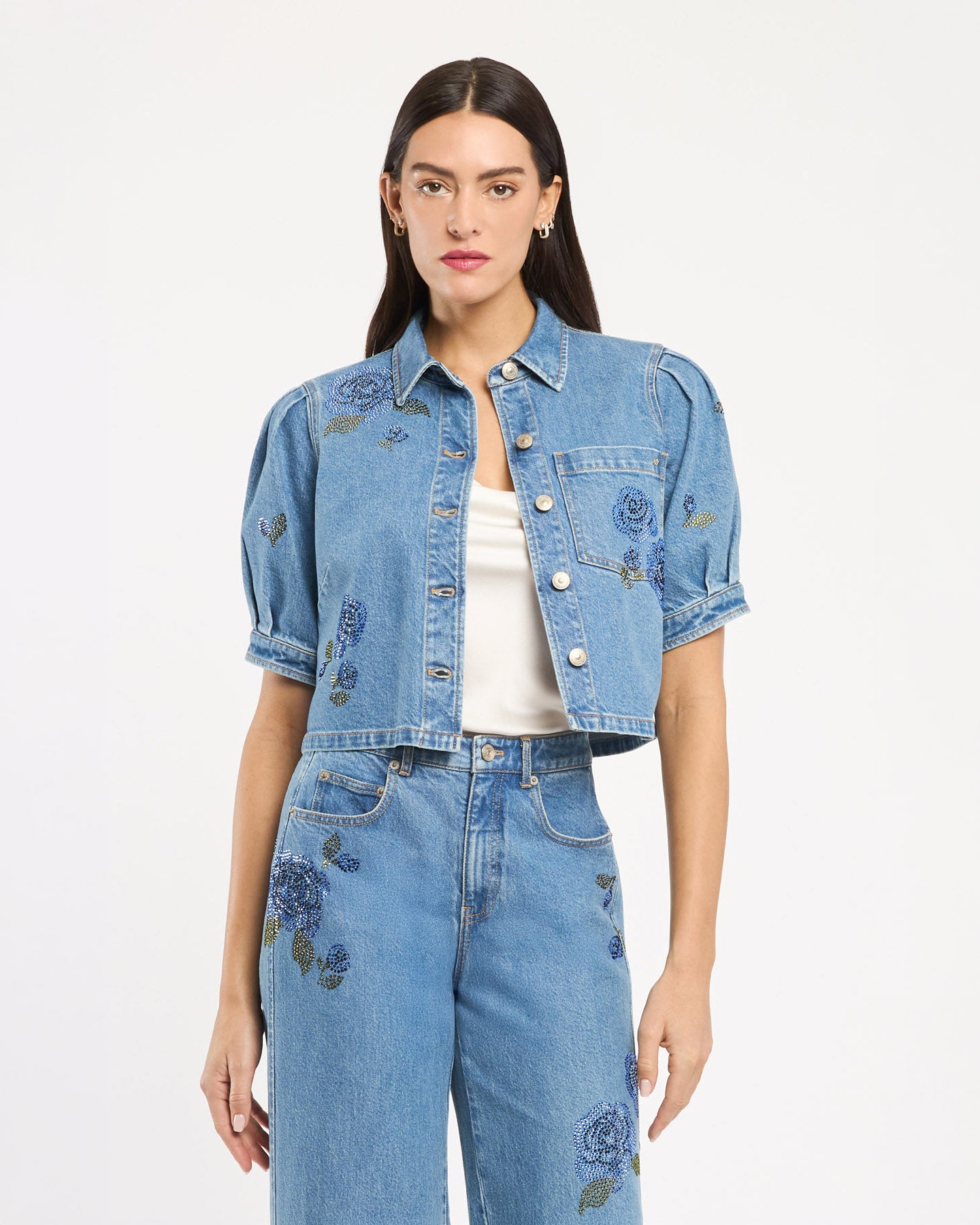 Heatset Roses Halsie Jean Top
