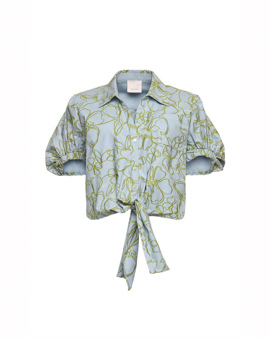 Embroidered Linework Floral Zoanne Top