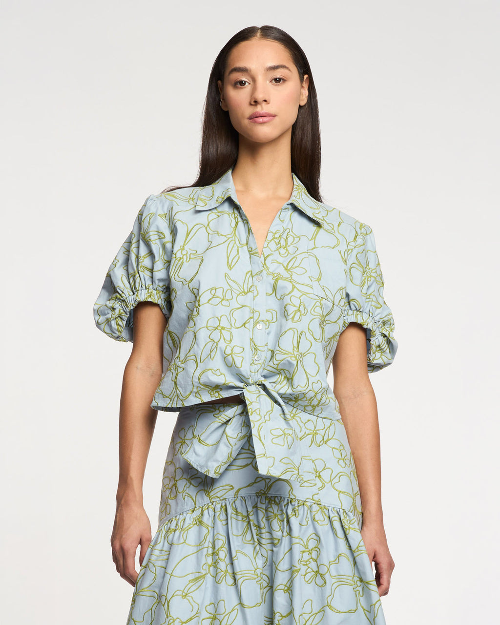 Embroidered Linework Floral Zoanne Top