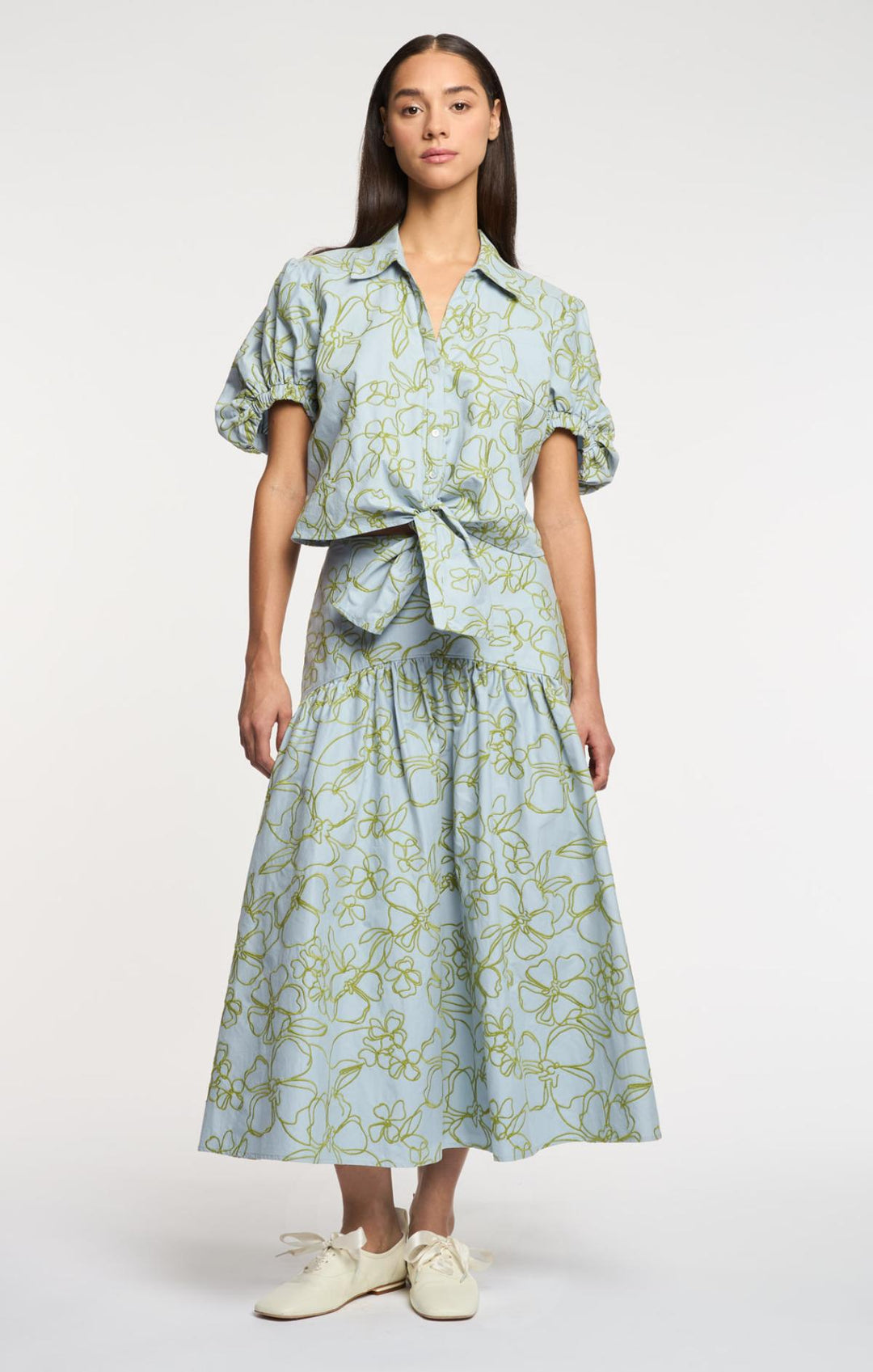 Embroidered Linework Floral Zoanne Skirt – Cinq à Sept