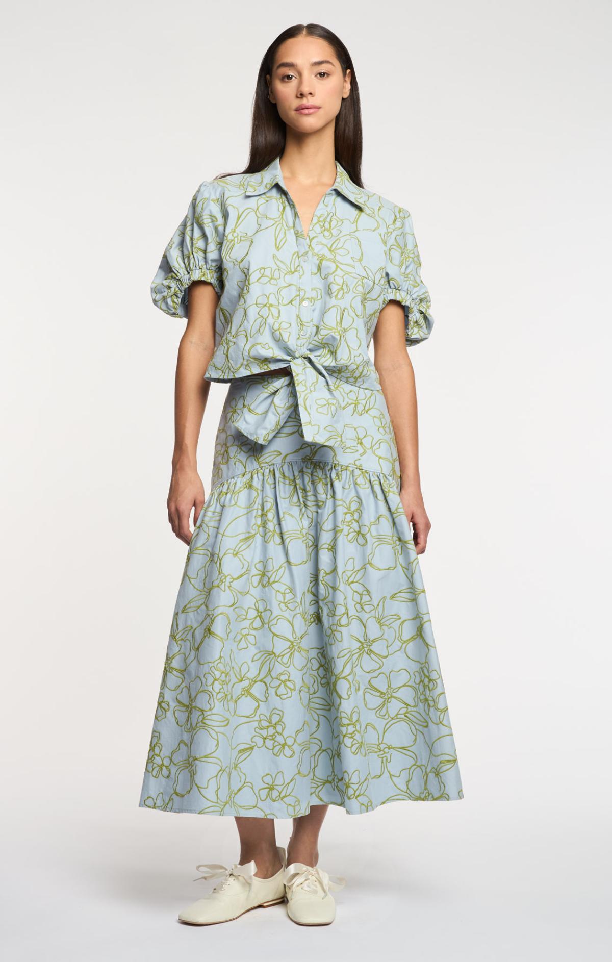 Fete イザベラスカート Embroidered Linework Floral Zoanne Skirt – Cinq à Sept