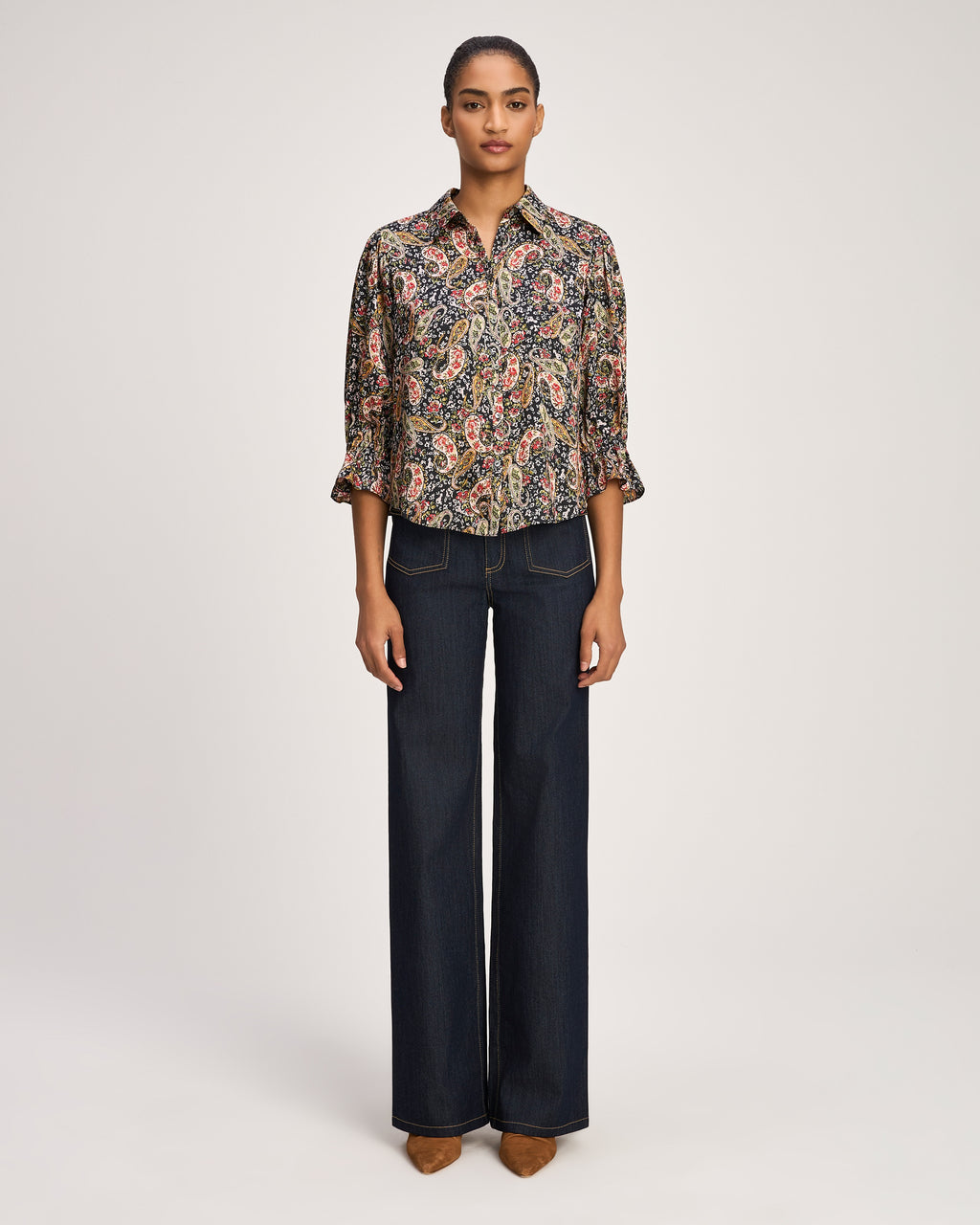 Rose Paisley Three Quarter Sleeve Fiona Top