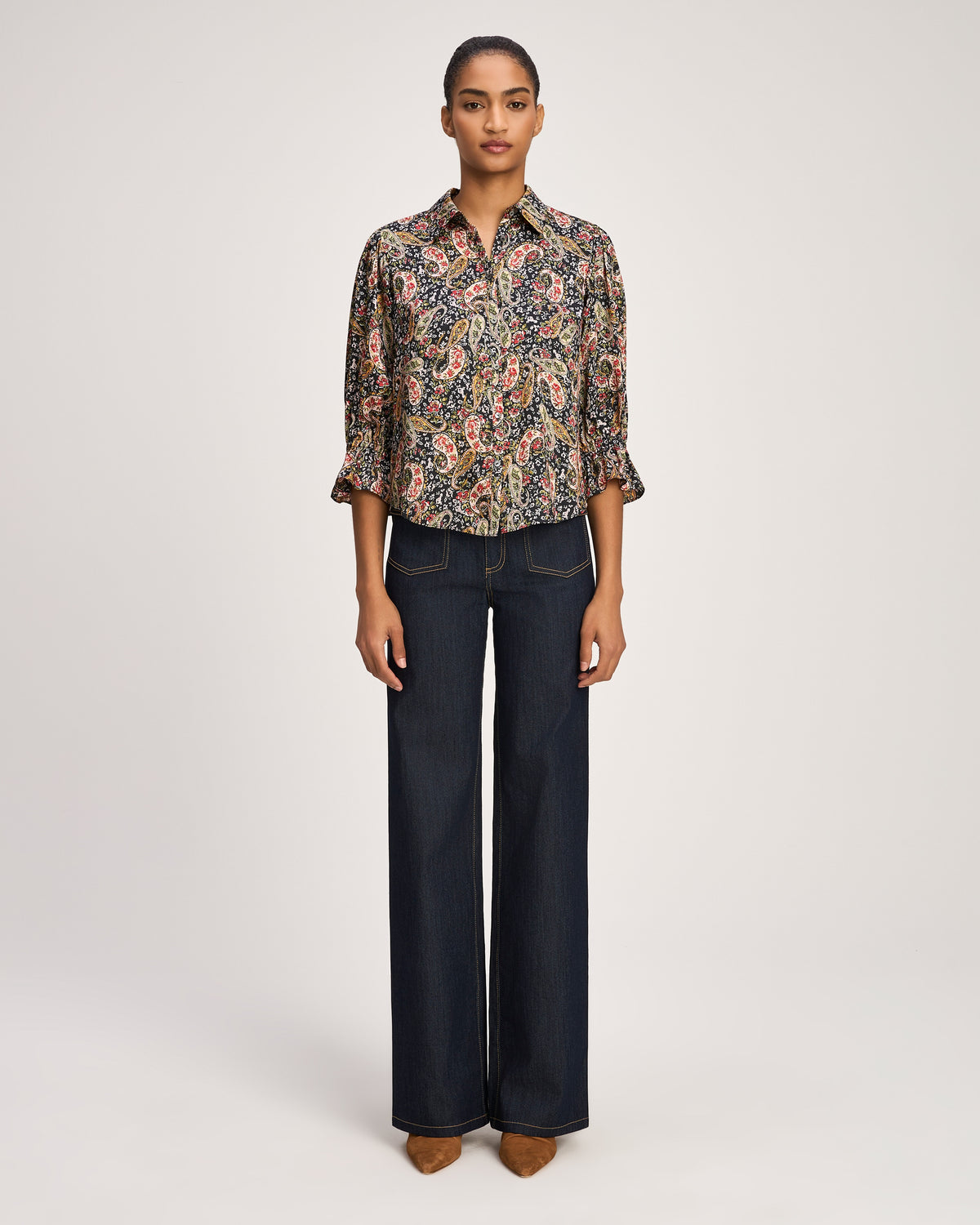 Rose Paisley Three Quarter Sleeve Fiona Top