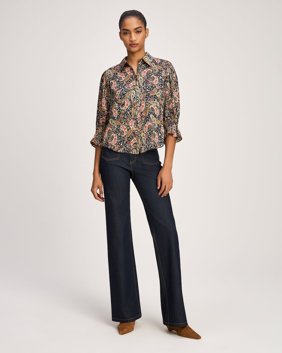 Rose Paisley Three Quarter Sleeve Fiona Top