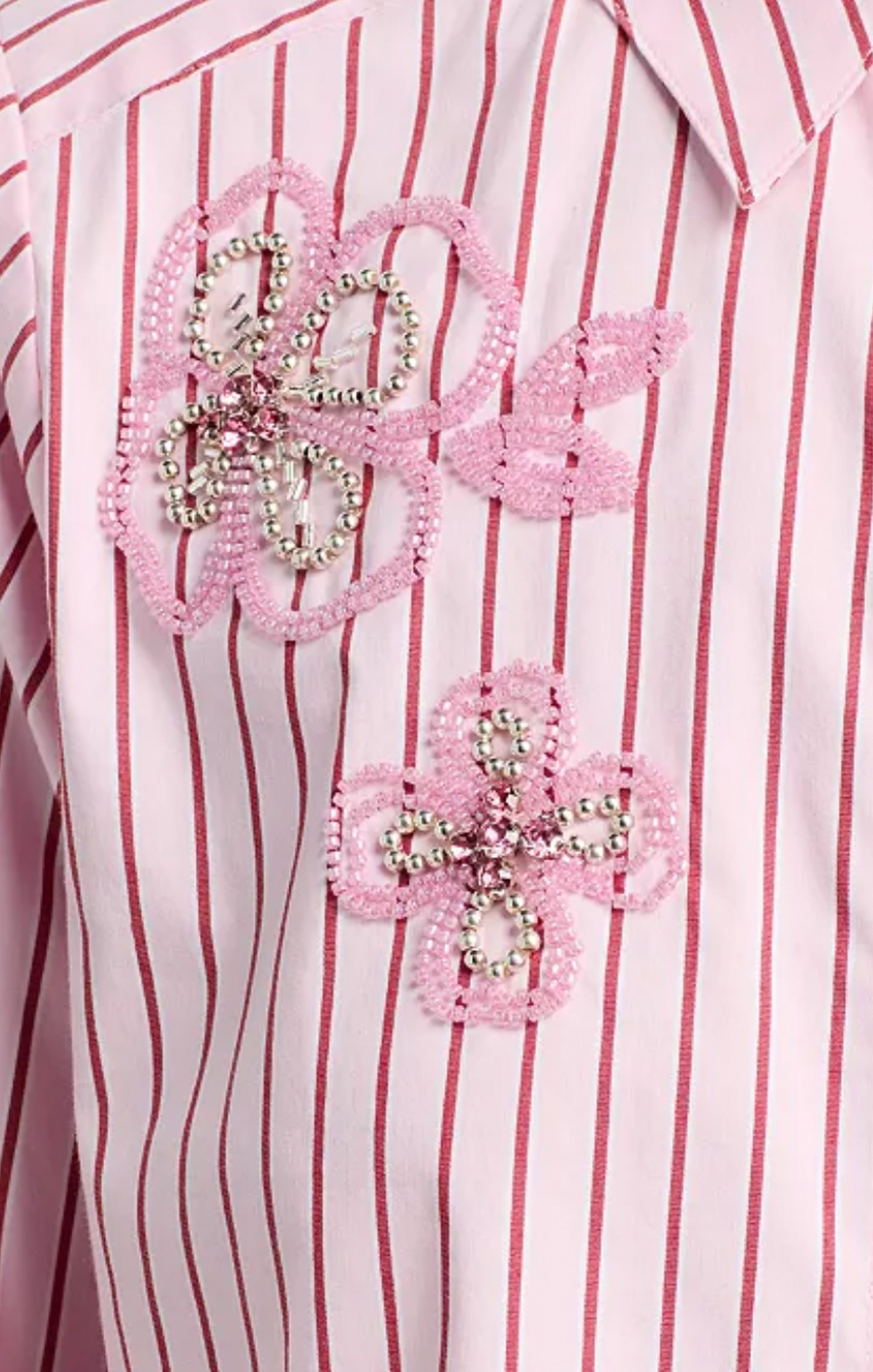 Rose Stripe Beaded Flowers Selinda Top