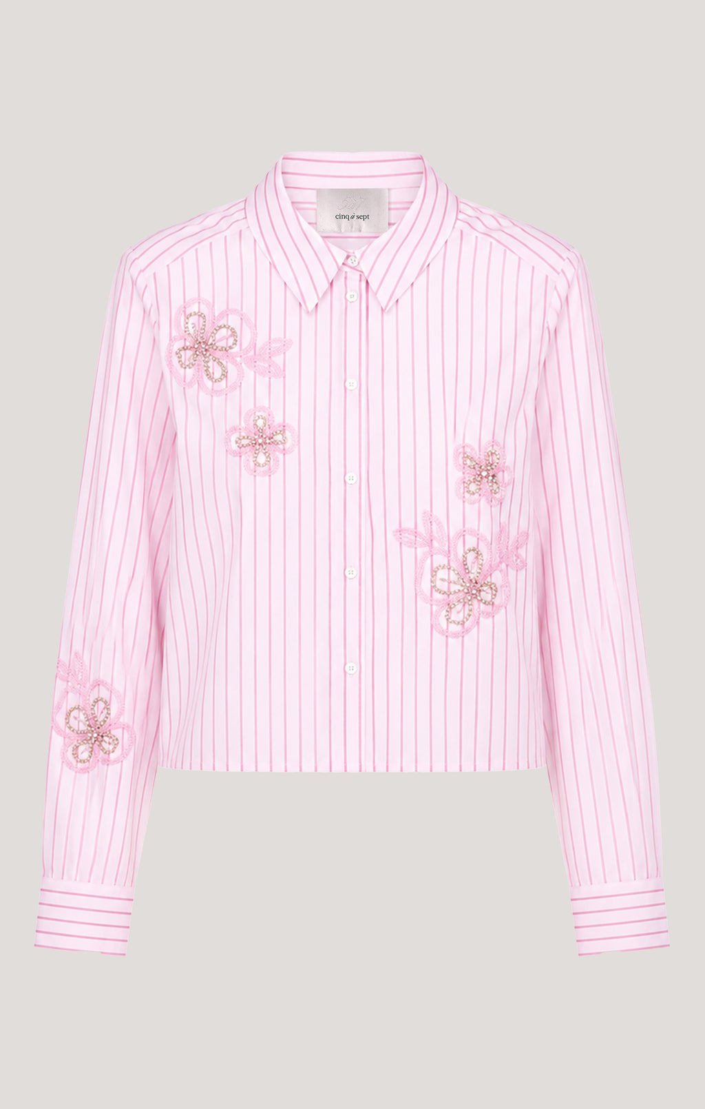Rose Stripe Beaded Flowers Selinda Top