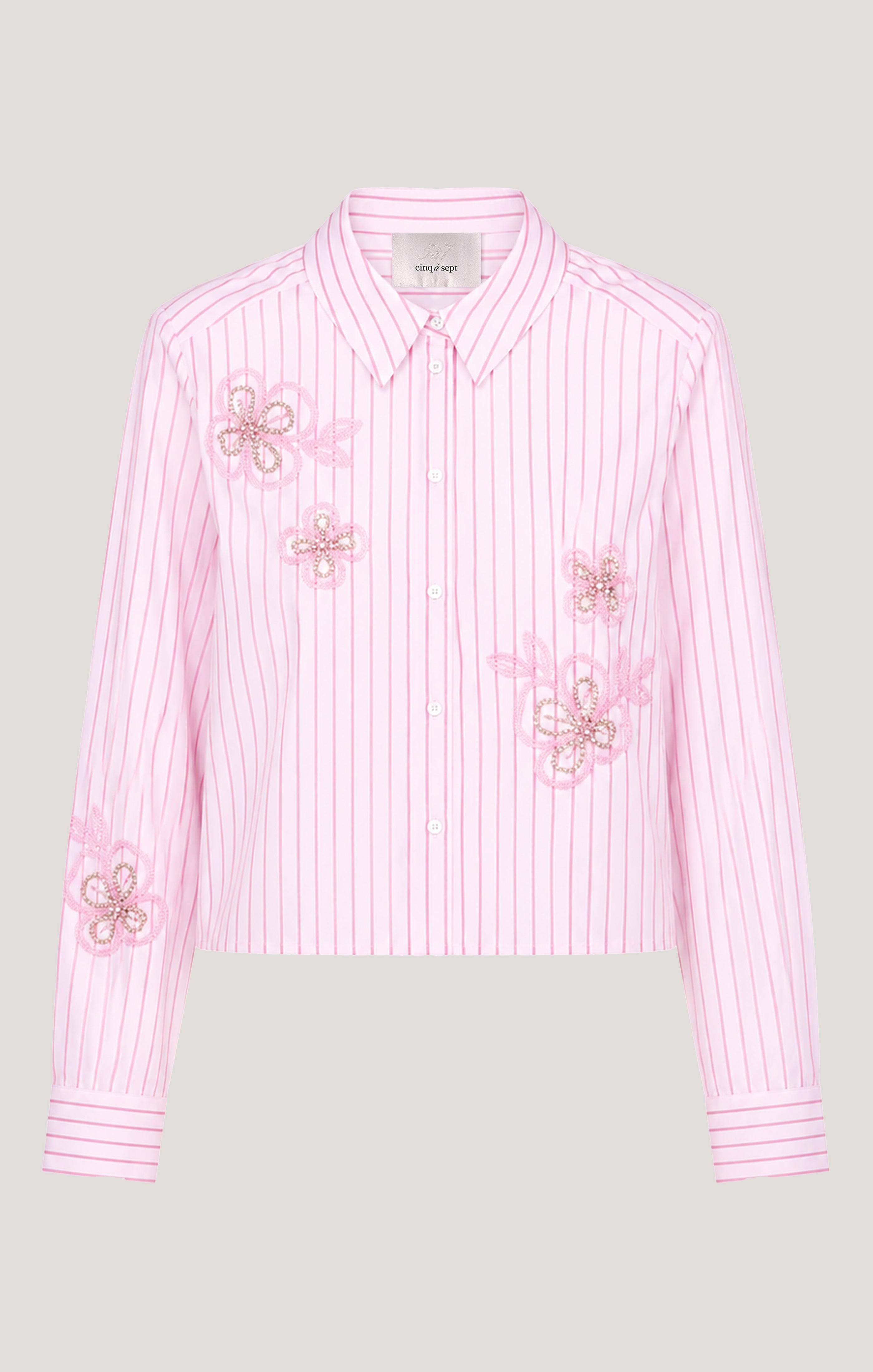 Rose Stripe Beaded Flowers Selinda Top