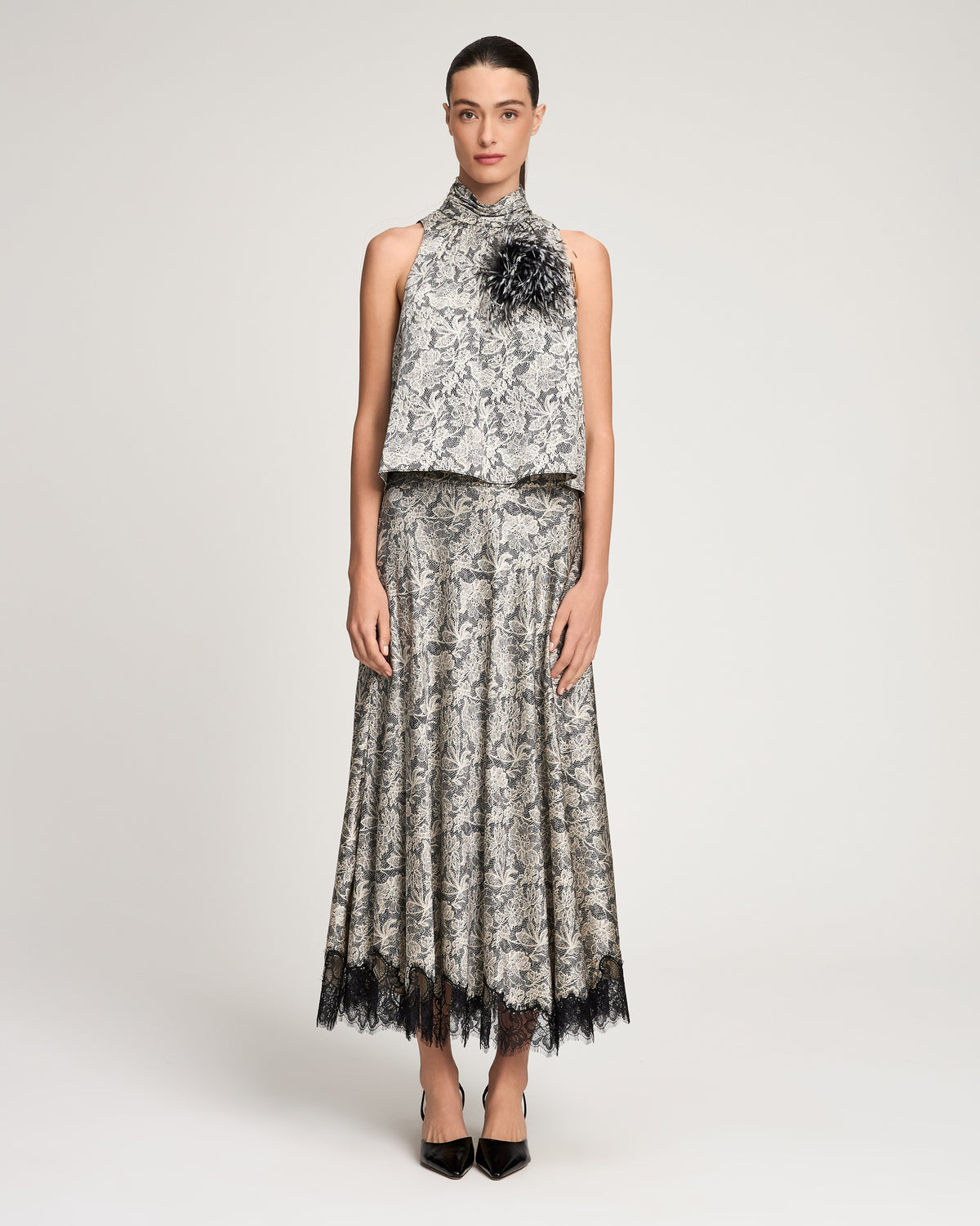 Trompe L'Oeil Lace Feather Romee Top