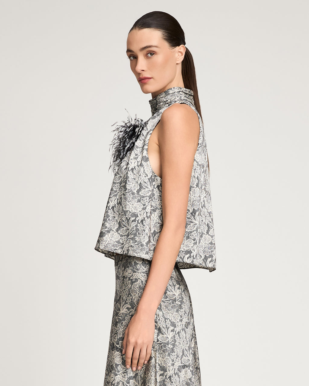 Trompe L'Oeil Lace Feather Romee Top