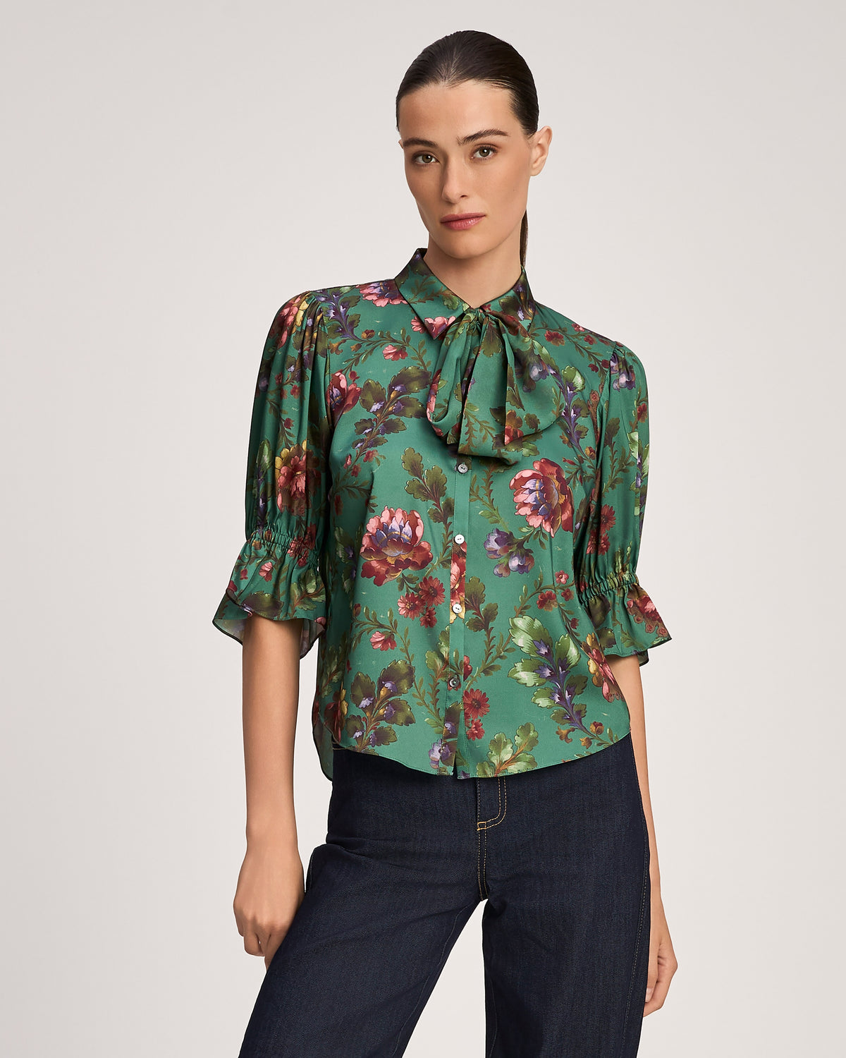 Fresco Floral Bow Fiona Top