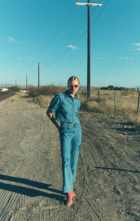 Heatset Roses Halsie Jean Top