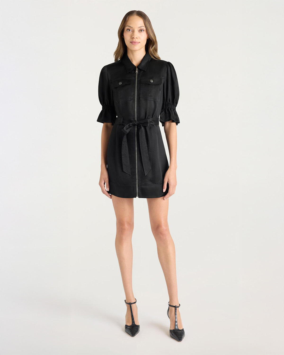 Cinq à Sept Women's Holly Puff Sleeve Satin Dress - Black