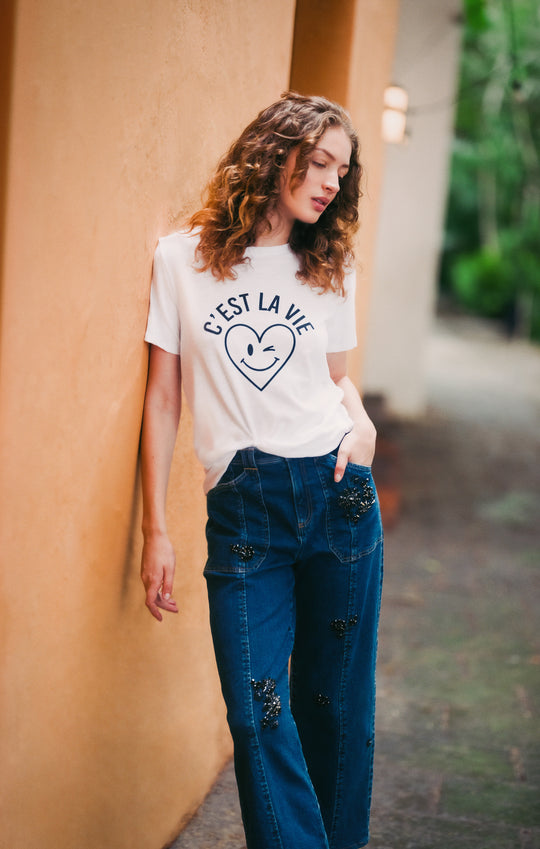 C'est La Vie Heart Smiley Tee