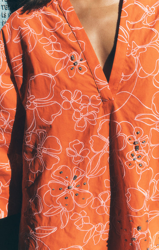 Embroidered Poplin Arcia Kaftan