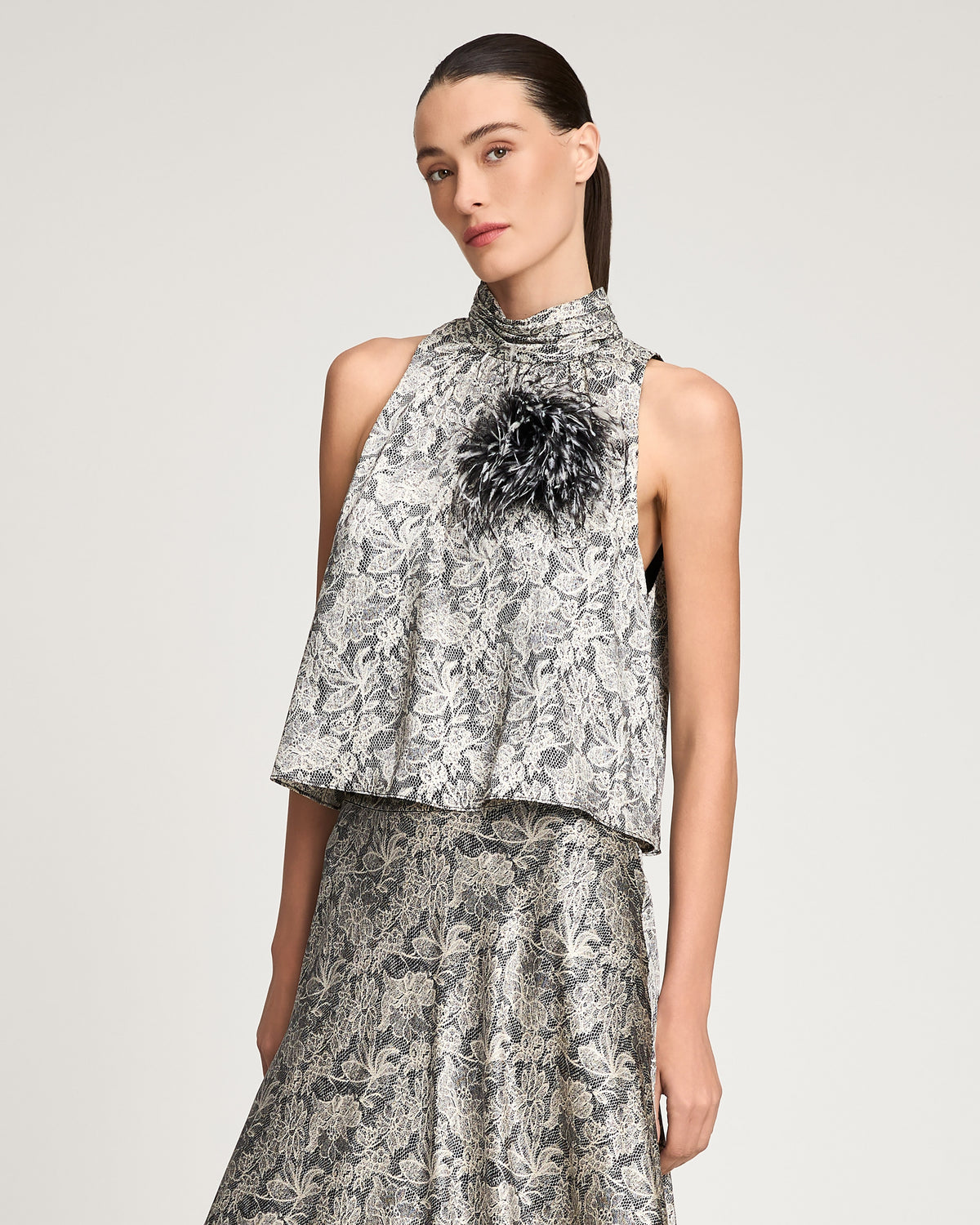 Trompe L'Oeil Lace Feather Romee Top