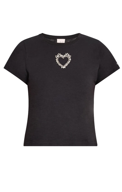 Cut Out Rhinestone Heart Tee