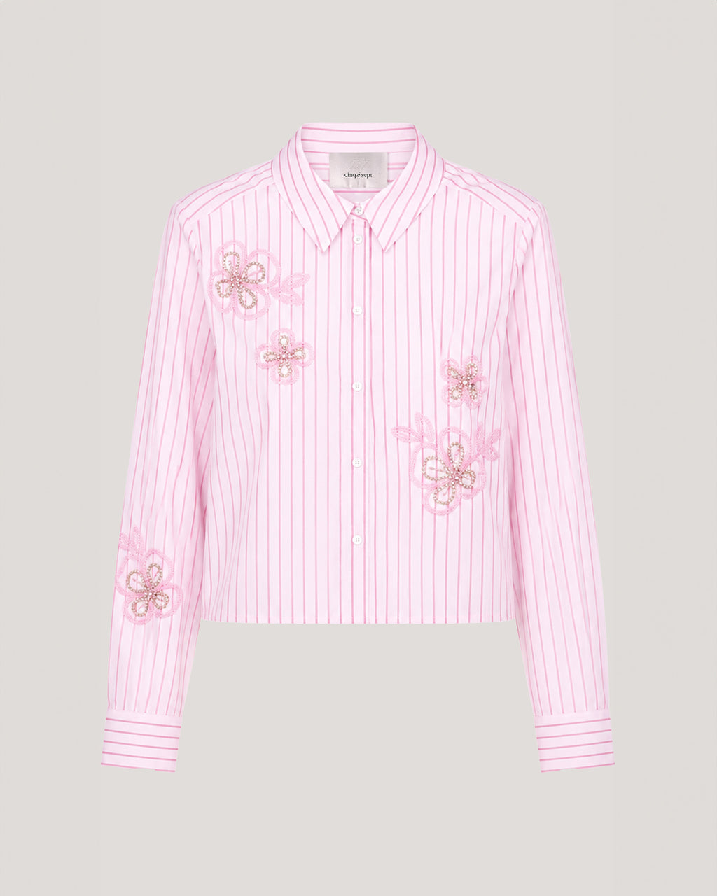 Rose Stripe Beaded Flowers Selinda Top