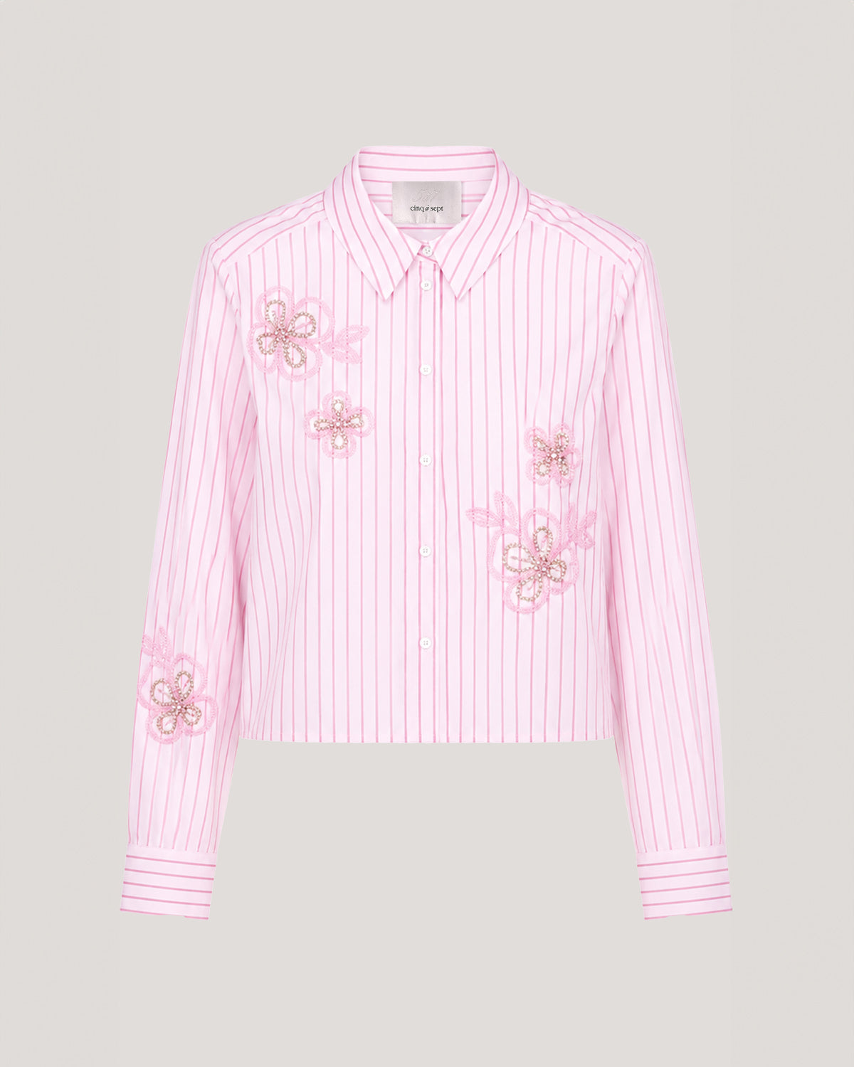 Rose Stripe Beaded Flowers Selinda Top