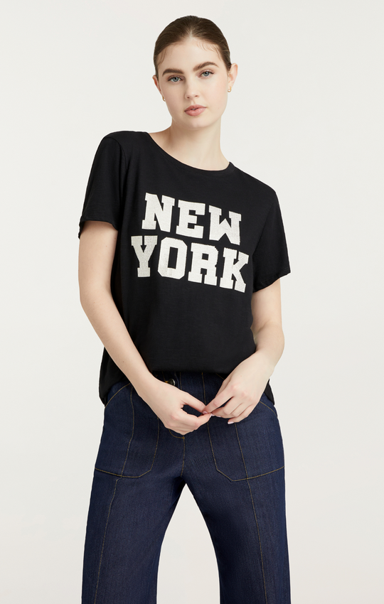 Rhinestone Paris New York Tee