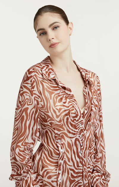 Woodblock Zebra Short Alisha Cover up