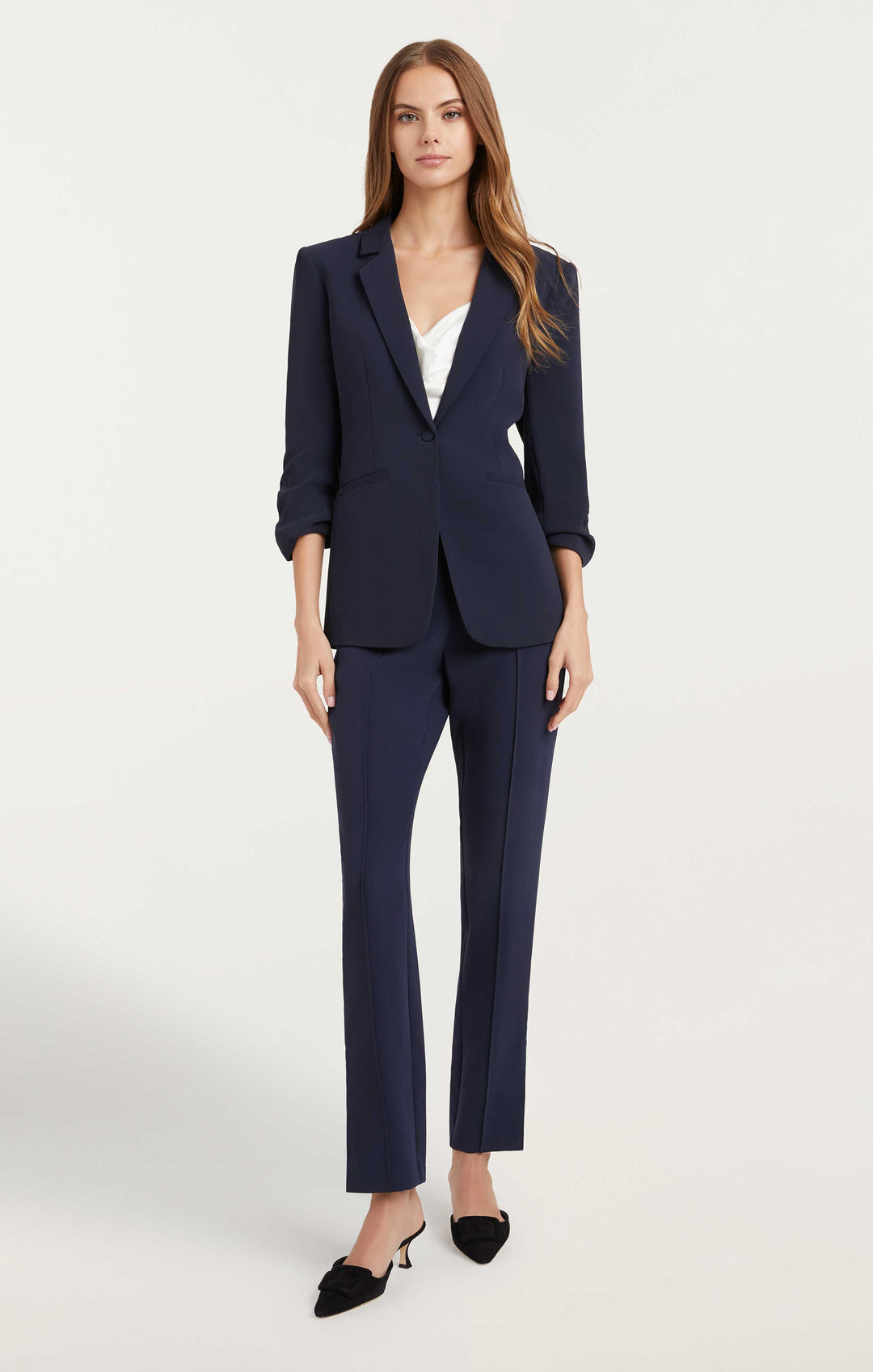 Navy crepe blazer discount