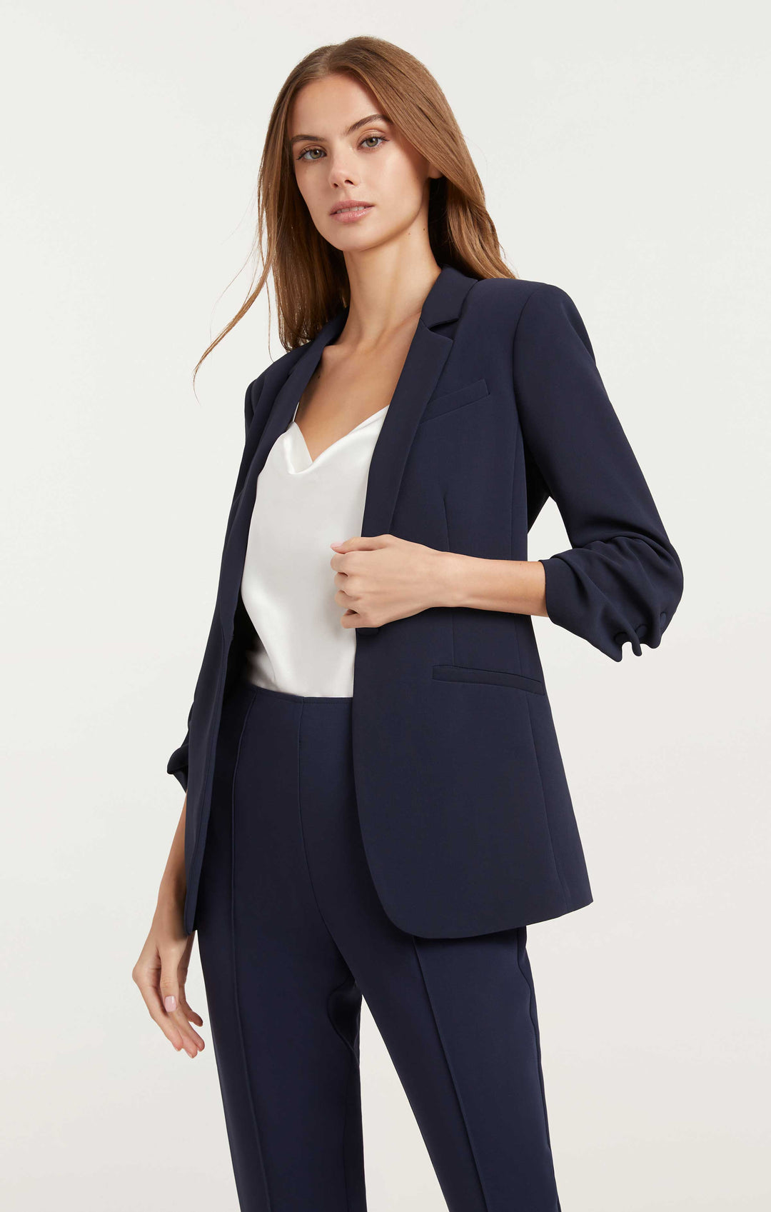 Navy crepe blazer store